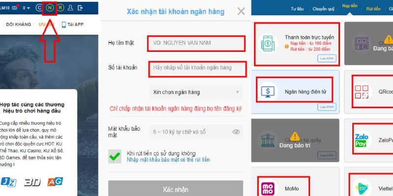 Thao tác thêm ngân sách vào hệ thống 12BET